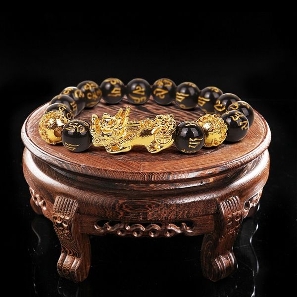 1pc feng shui 10-12mm black beads alloy wealth bangles with golden pixiu charm bracelet gifts for men women
1pc feng shui 10-12mm black beads alloy wealth bangles with golden pixiu charm bracelet gifts for men women