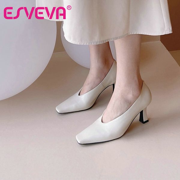 esveva 2021 women pumps shoes slip on cow leather square high heels pointed toe western style shoes women casual size 34-39, Black
esveva 2021 women pumps shoes slip on cow leather square high heels pointed toe western style shoes women casual size 34-39, Black