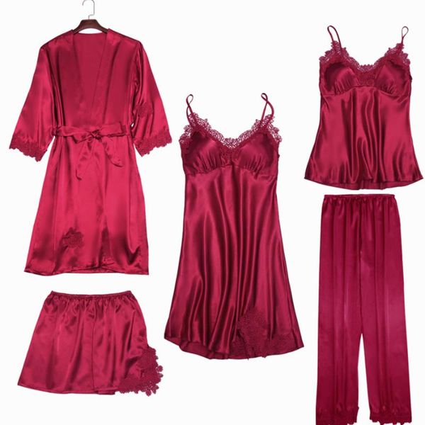 spring satin robe sets women lace elegant ladies home clothes summer soft slip dress pants sleepwear lingerie plus size, Black;red
spring satin robe sets women lace elegant ladies home clothes summer soft slip dress pants sleepwear lingerie plus size, Black;red