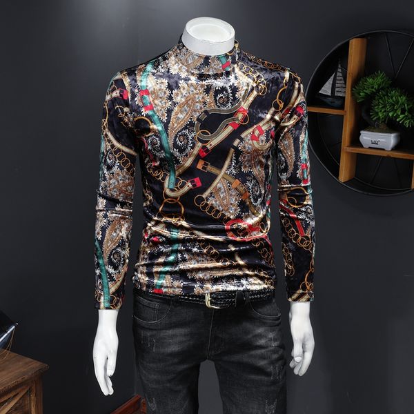 2020 autumn padded t-shirt fashion retro printed bottoming slim shirt casual winter men's long-sleeved floral and trendy mbfjd, Black
2020 autumn padded t-shirt fashion retro printed bottoming slim shirt casual winter men's long-sleeved floral and trendy mbfjd, Black