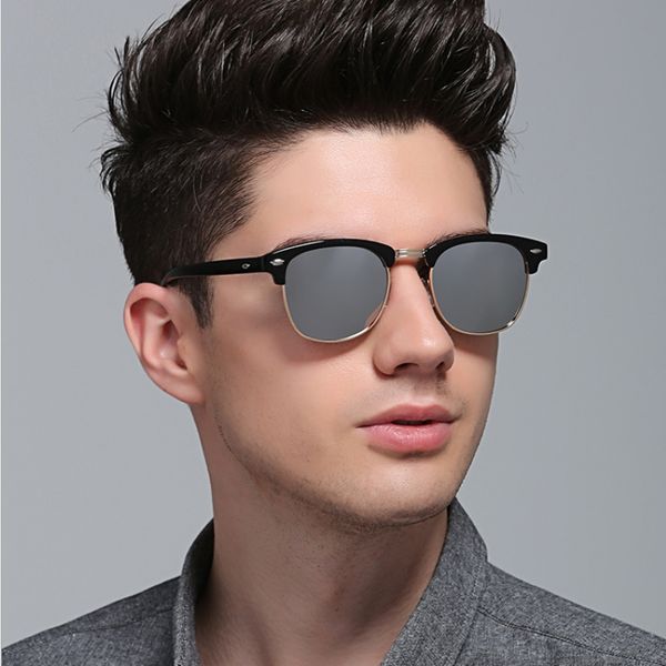 half metal fashion sunglasses men/women brand designer retro rivet lens classic sun glasses female oculos uv400, White;black
half metal fashion sunglasses men/women brand designer retro rivet lens classic sun glasses female oculos uv400, White;black