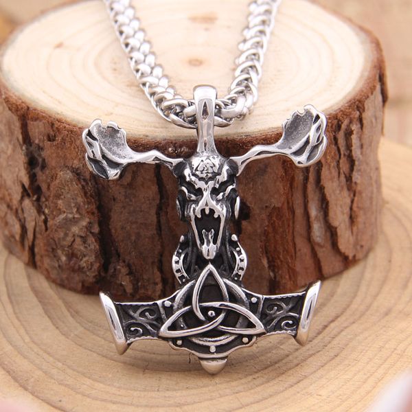 316 stainless steel viking deer pendant necklace with rune odin fit man gift, Silver
316 stainless steel viking deer pendant necklace with rune odin fit man gift, Silver