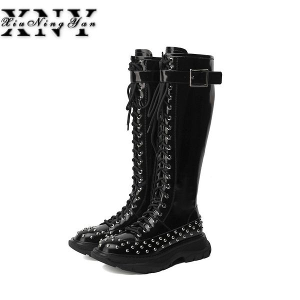 xiuningyan buckle thick bottom boots fashion women knee-high boots round toe botas platform zipper women shoes motorcycle, Black
xiuningyan buckle thick bottom boots fashion women knee-high boots round toe botas platform zipper women shoes motorcycle, Black