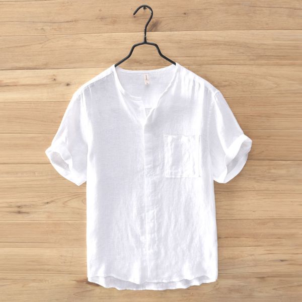 new 100% linen mens shirts luxury solid color collarless short sleeve mens dress shirts hight quality casual slim man, White;black
new 100% linen mens shirts luxury solid color collarless short sleeve mens dress shirts hight quality casual slim man, White;black