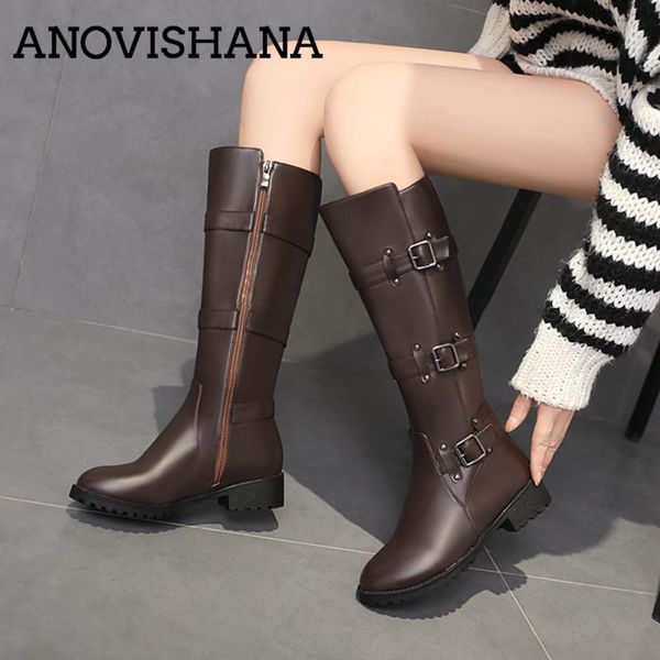 anovishana knee high boots women boots zip motorcycle low heels buckle shoes woman autumn winter riding botte d474, Black
anovishana knee high boots women boots zip motorcycle low heels buckle shoes woman autumn winter riding botte d474, Black