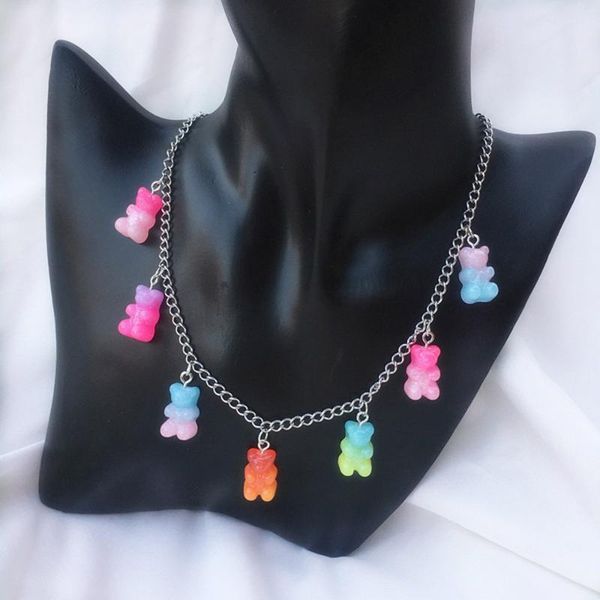 handmade jelly bear gummy necklace stainless steel candy color pendant necklace female accessories jewelry party gift, Silver
handmade jelly bear gummy necklace stainless steel candy color pendant necklace female accessories jewelry party gift, Silver