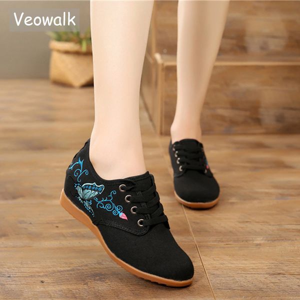 veowalk hidden platforms butterfly embroidered women canvas derby shoes vintage comfort ladies casual lace-up low sneakers, Black
veowalk hidden platforms butterfly embroidered women canvas derby shoes vintage comfort ladies casual lace-up low sneakers, Black