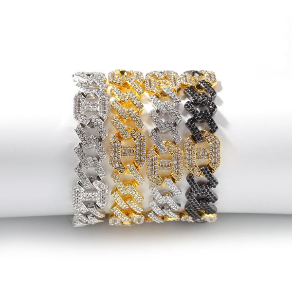 the bling baguette 17mm colorful geometric shape cuban bracelet iced out rhinestone link chain bracelets alloy mens women hip hop jewelry, Golden;silver
the bling baguette 17mm colorful geometric shape cuban bracelet iced out rhinestone link chain bracelets alloy mens women hip hop jewelry, Golden;silver
