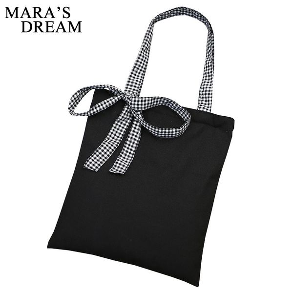 mara's dream 2020 new pure color bow strap shoulder bag shoulder canvas bag wild student canvas school