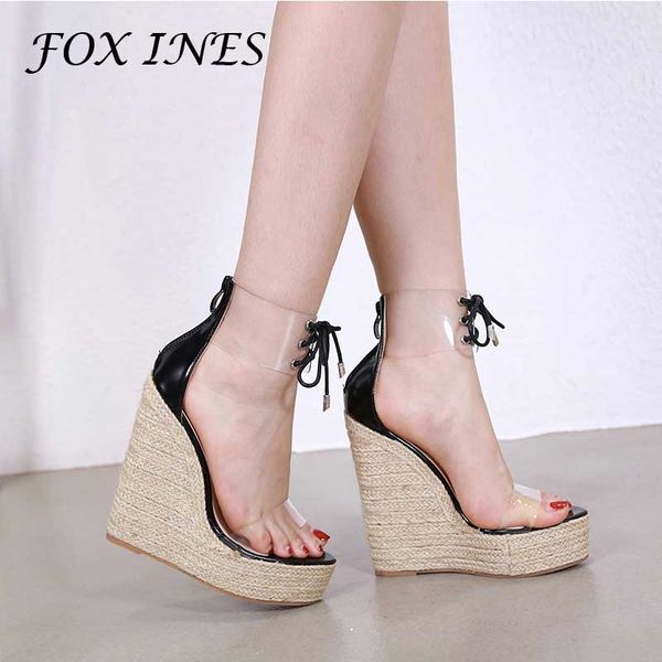 foxines sandals for women 2020 fashion versatile transparent super high heels slope heel waterproof platform round head sandals, Black
foxines sandals for women 2020 fashion versatile transparent super high heels slope heel waterproof platform round head sandals, Black