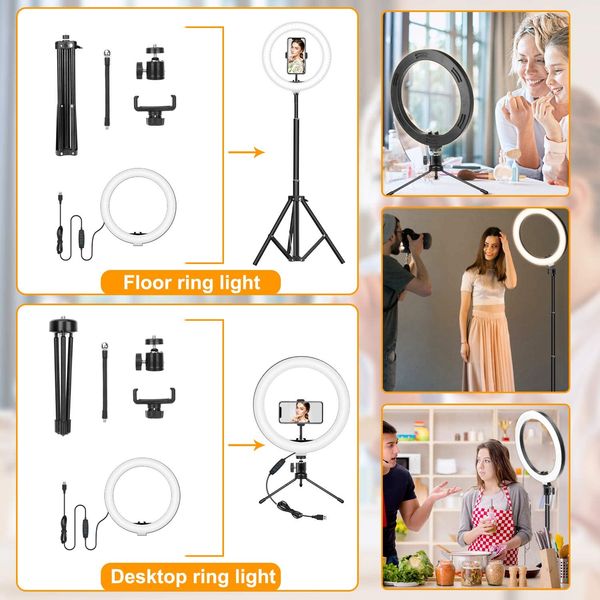 selfie ring light with adjustable tripod stand & phone holder for live stream/makeup dimmable led camera ringlight for tiktok
selfie ring light with adjustable tripod stand & phone holder for live stream/makeup dimmable led camera ringlight for tiktok