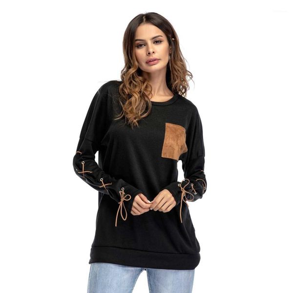 bandage tshirt pocket crew neck loose tees ladies spring autumn clothes women long sleeve, White
bandage tshirt pocket crew neck loose tees ladies spring autumn clothes women long sleeve, White