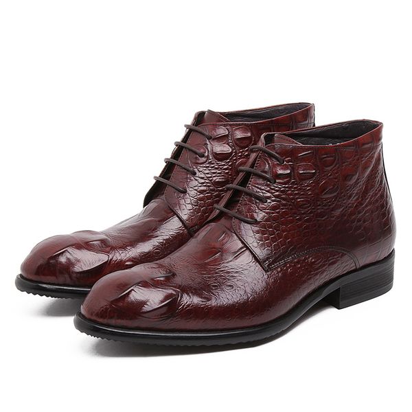 ankle boots men crocodile pattern leather boots round toe leather botas hombre short wedding shoes pointed toe cow, Black
ankle boots men crocodile pattern leather boots round toe leather botas hombre short wedding shoes pointed toe cow, Black