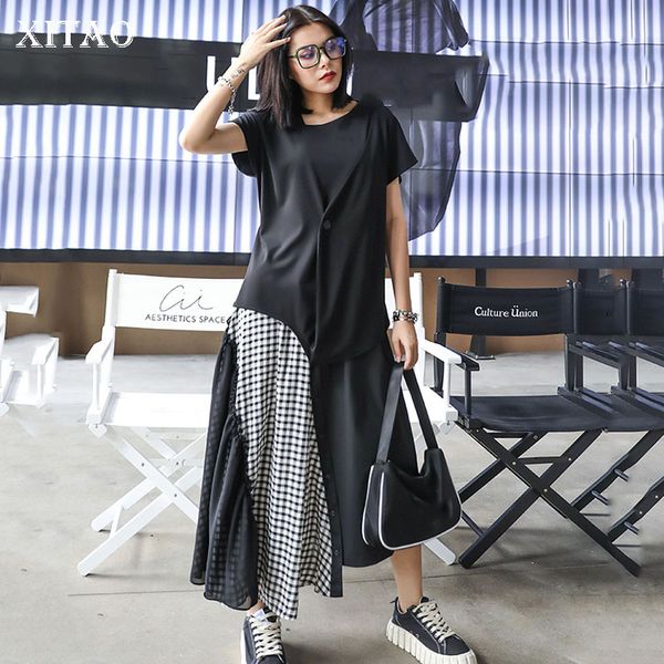 xitao patchwork plaid mesh button skirt women 2020 summer casual fashion new style temperament all match women clothes zp1732, Black
xitao patchwork plaid mesh button skirt women 2020 summer casual fashion new style temperament all match women clothes zp1732, Black