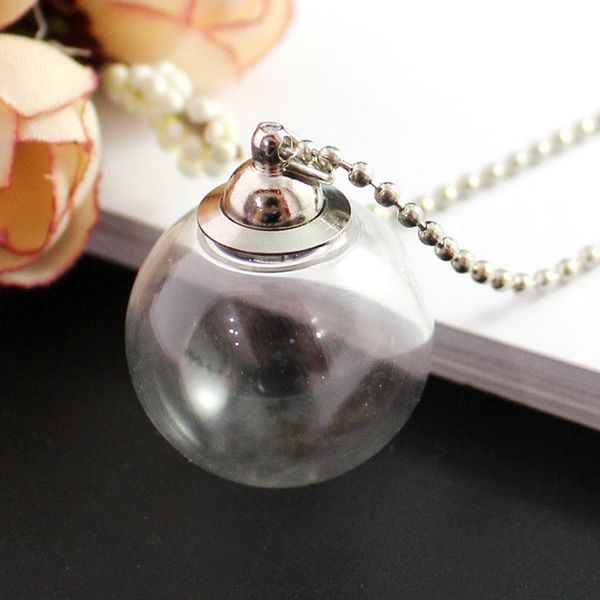 2pcs clear glass globe necklace preglued screw caps ball necklaces wishing bottle pendant necklace, Silver
2pcs clear glass globe necklace preglued screw caps ball necklaces wishing bottle pendant necklace, Silver