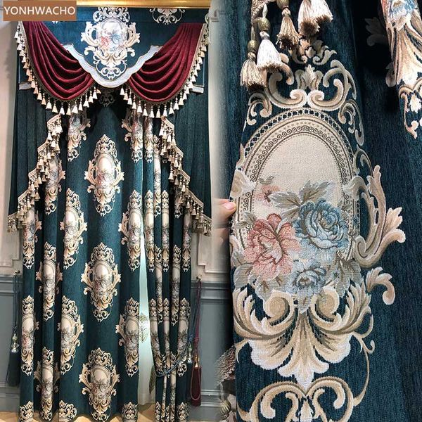 custom curtains american thick chenille luxury european room shading dark blue cloth blackout curtain valance tulle panel c126
custom curtains american thick chenille luxury european room shading dark blue cloth blackout curtain valance tulle panel c126