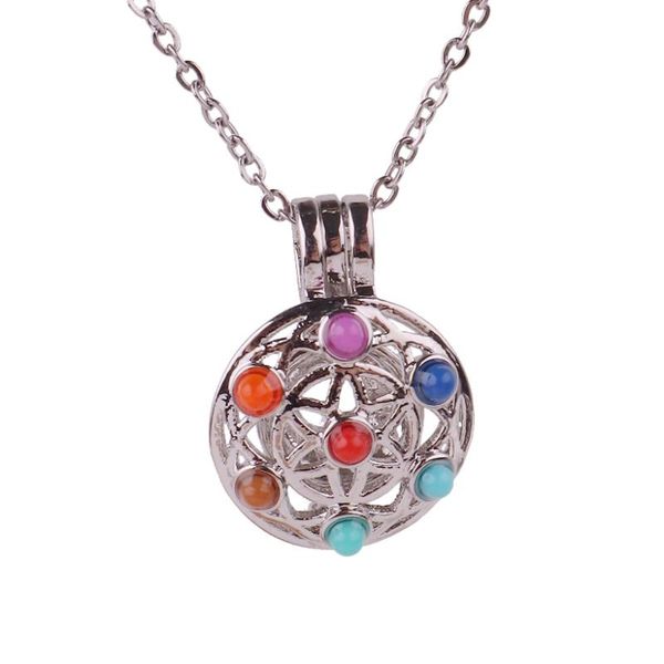 k1695 round stars chakra stones reiki point bead pearl cage aroma essential oil diffuser locket necklace stainless steel chain, Silver
k1695 round stars chakra stones reiki point bead pearl cage aroma essential oil diffuser locket necklace stainless steel chain, Silver