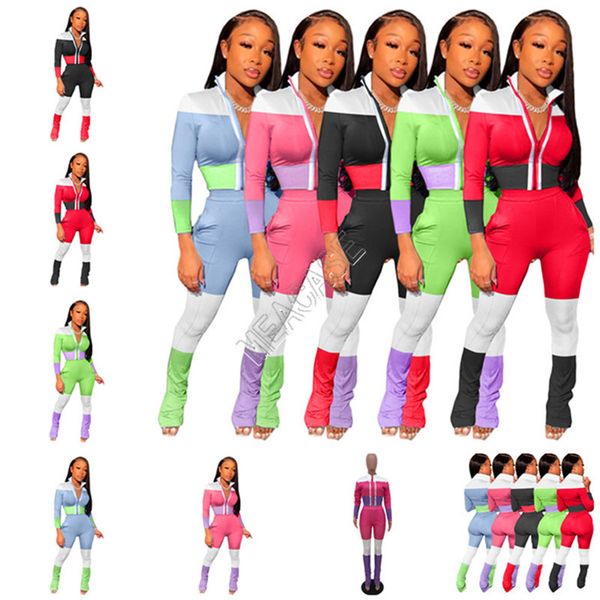women striped long sleeve outfits zipper jacket coat and legging pants two piece tracksuit color matching sportswear cloth suit d82007, White
women striped long sleeve outfits zipper jacket coat and legging pants two piece tracksuit color matching sportswear cloth suit d82007, White
