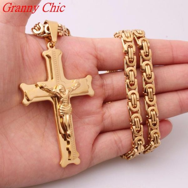 jesus cross pendant necklace stainless steel men womens jewelry byzantine link chain poplular christian colar sliver gold color, Silver
jesus cross pendant necklace stainless steel men womens jewelry byzantine link chain poplular christian colar sliver gold color, Silver