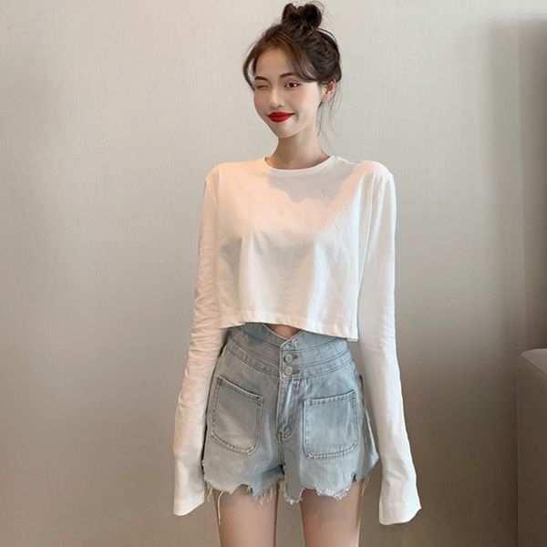 women's t-shirt white long sleeve t-shirts autumn casual o-neck bottoming female cropped tshirt for women clothing 2021
women's t-shirt white long sleeve t-shirts autumn casual o-neck bottoming female cropped tshirt for women clothing 2021