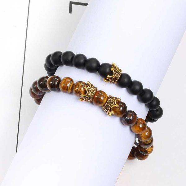 2pc/set natural beaded bracelet scrub lava rock alloy crown vintage distance yoga beads bracelets men jewelry gifts pulseras, Black
2pc/set natural beaded bracelet scrub lava rock alloy crown vintage distance yoga beads bracelets men jewelry gifts pulseras, Black