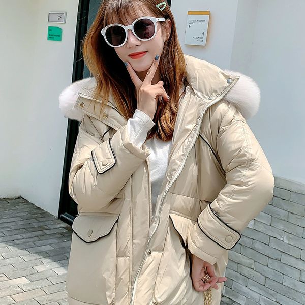 new simulation fur collar coat women's loose thick warm down jacket white duck down short parka coat 2020 model, Black
new simulation fur collar coat women's loose thick warm down jacket white duck down short parka coat 2020 model, Black
