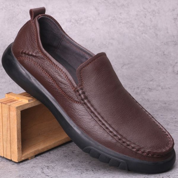 men casual genuine spring leather round toe slip on loafers soft platform driving shoes chaussure homme business footwear, Black
men casual genuine spring leather round toe slip on loafers soft platform driving shoes chaussure homme business footwear, Black