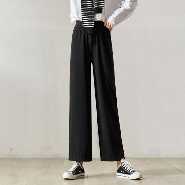 women's loose wide leg pants fashion trousers streetwear pants summer long elastic waist trousers women slim trousers#0811, Black;white
women's loose wide leg pants fashion trousers streetwear pants summer long elastic waist trousers women slim trousers#0811, Black;white