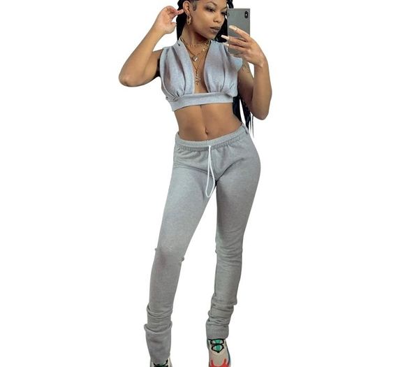women sets sweatsuit tracksuit fitness v-neck crop jogger pants suit two piece set night club party outfits 2 pcs, Gray
women sets sweatsuit tracksuit fitness v-neck crop jogger pants suit two piece set night club party outfits 2 pcs, Gray