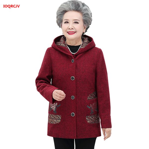 women's wool & blends women autumn woolen coat large size loose hooded jacket middle age female grandma cardigan outwear plus 5xl1691, Black
women's wool & blends women autumn woolen coat large size loose hooded jacket middle age female grandma cardigan outwear plus 5xl1691, Black