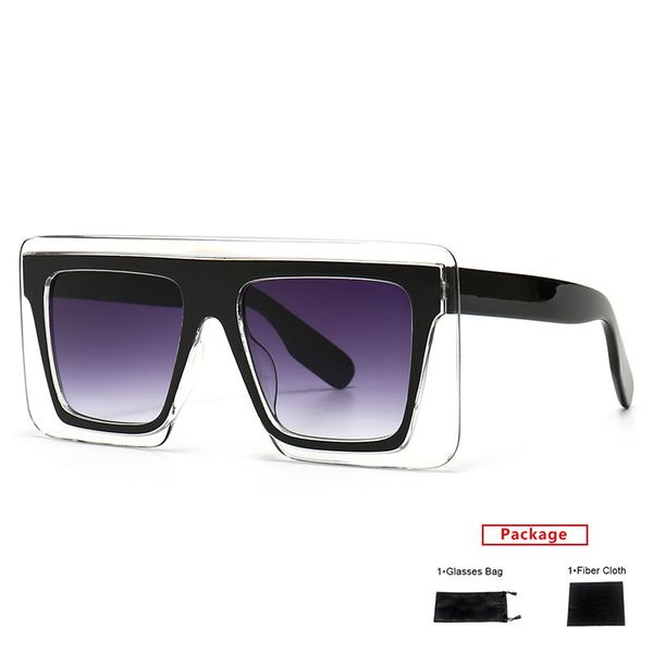 sunglasses mimiyou oversized square women transparent retro fashion men brand uv400 eyeglasses shades, White;black
sunglasses mimiyou oversized square women transparent retro fashion men brand uv400 eyeglasses shades, White;black