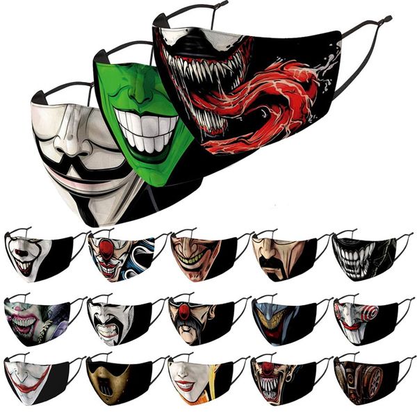 clown designer face mask fashion party masks 3d printed dustproof windproof washable halloween masks with replaceable pm2.5 filter
clown designer face mask fashion party masks 3d printed dustproof windproof washable halloween masks with replaceable pm2.5 filter