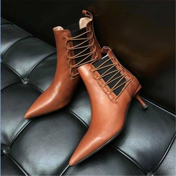 boots kitten heel pointed toe ankle genuine leather winter formal shoes for work black brown elastic band high
boots kitten heel pointed toe ankle genuine leather winter formal shoes for work black brown elastic band high