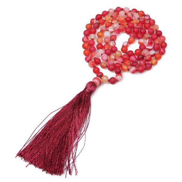 6mm handmade beaded knotted tassel necklace meditation yoga amulet couple gift party decoration, Silver
6mm handmade beaded knotted tassel necklace meditation yoga amulet couple gift party decoration, Silver