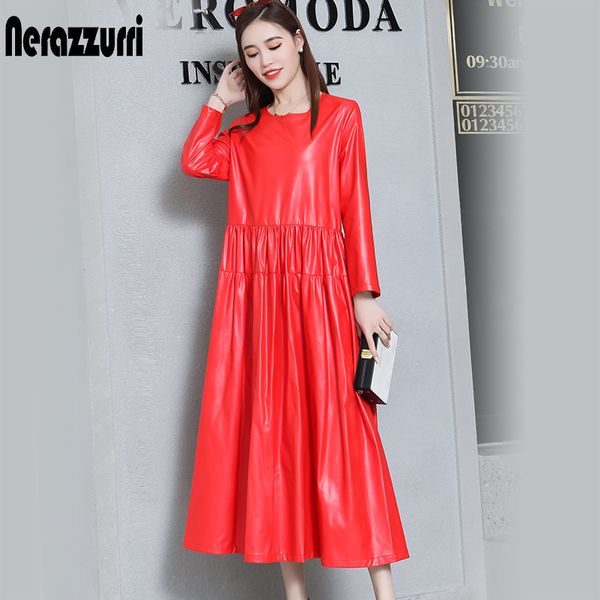 casual dresses nerazzurrri pu leather dress women red gray black plus size 5xl 6xl 7xl long sleeve elegant pleated maxi fall 2021, Black;gray
casual dresses nerazzurrri pu leather dress women red gray black plus size 5xl 6xl 7xl long sleeve elegant pleated maxi fall 2021, Black;gray