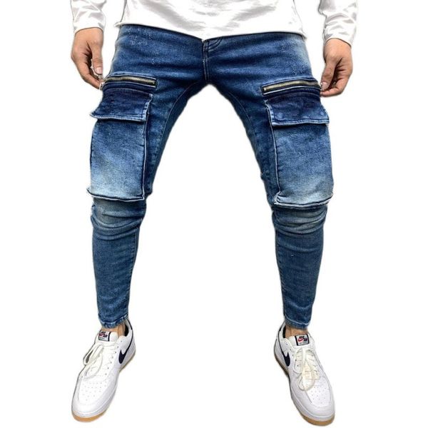 men's jeans kimsere fashion skinny pants with big pockets hi street denim torusers elastic hip hop jean joggers, Blue
men's jeans kimsere fashion skinny pants with big pockets hi street denim torusers elastic hip hop jean joggers, Blue