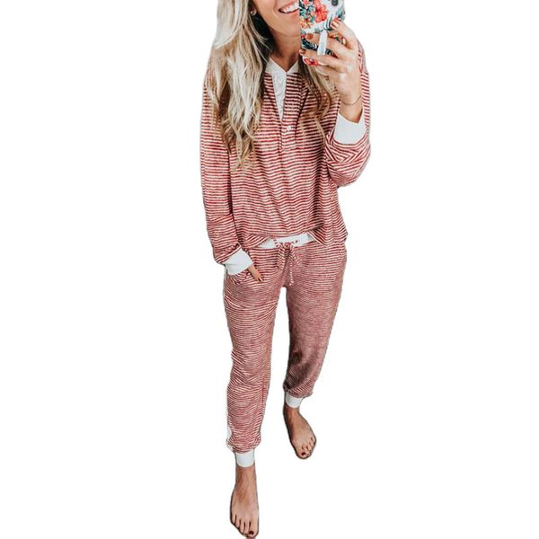 new style for autumn and winter european and american women's printed striped stitching casual suit two piece set women x0923, Gray
new style for autumn and winter european and american women's printed striped stitching casual suit two piece set women x0923, Gray