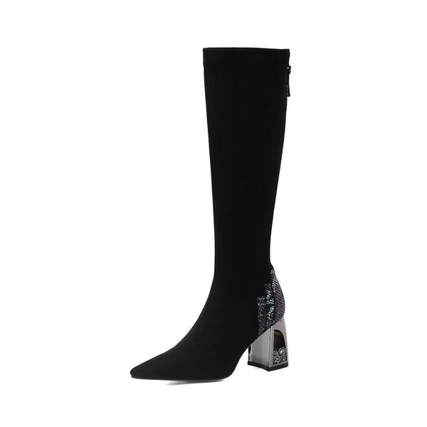 women knee high boots high heels long boots 2020 autumn winter patchwork leather female party wedding shoes woman, Black
women knee high boots high heels long boots 2020 autumn winter patchwork leather female party wedding shoes woman, Black