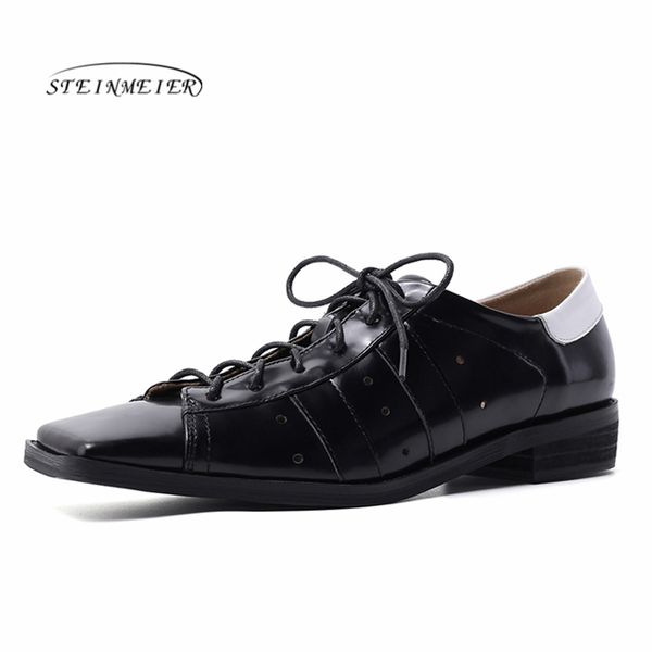 women summer leather shoes woman brogue lady flats shoes vintage sneakers laces up spring casual for women 2020, Black
women summer leather shoes woman brogue lady flats shoes vintage sneakers laces up spring casual for women 2020, Black