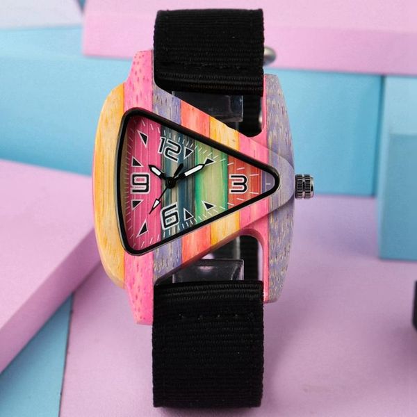 women's fashion colorful hollow triangle wooden watch clock female nylon watchband casual ladies dress watches montre femme 2020, Slivery;brown
women's fashion colorful hollow triangle wooden watch clock female nylon watchband casual ladies dress watches montre femme 2020, Slivery;brown