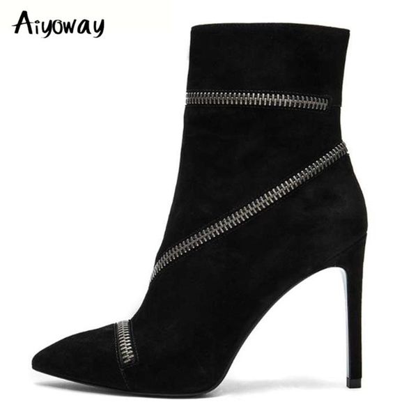 aiyoway 2020 spring fashion women faux suede high heel ankle boots black pointed toe zipper large size party dress shoes
aiyoway 2020 spring fashion women faux suede high heel ankle boots black pointed toe zipper large size party dress shoes