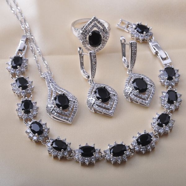 bridal jewelry jewelry sets silver color for women wedding black zirconia bracelet necklace earrings ring birthday gifts qs0610
bridal jewelry jewelry sets silver color for women wedding black zirconia bracelet necklace earrings ring birthday gifts qs0610