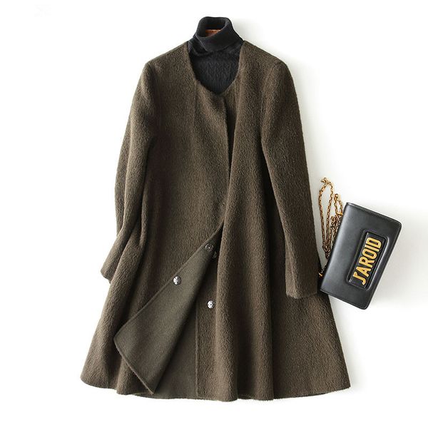 women's wool & blends 2021 double sided coat of cashmere alpaca coats women winter jacket loose manteau femme 37049 wyq1177, Black
women's wool & blends 2021 double sided coat of cashmere alpaca coats women winter jacket loose manteau femme 37049 wyq1177, Black