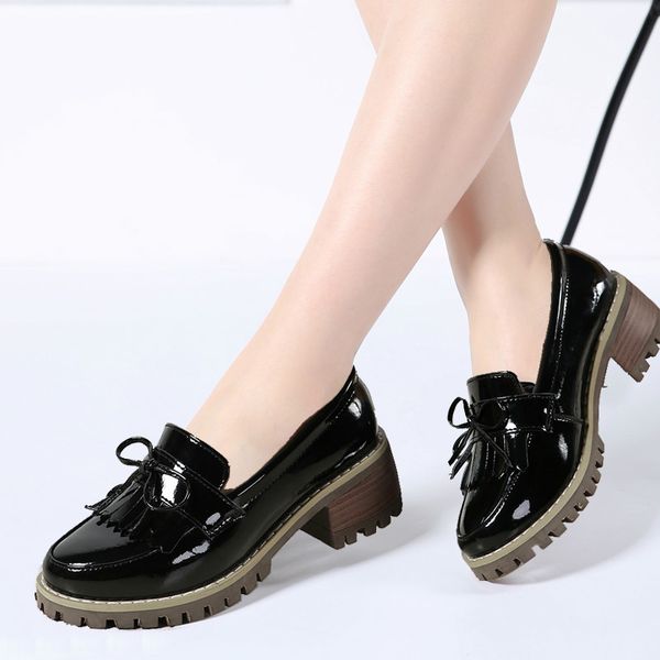 2020 autumn women oxfords shoes women patent leather slip-on middle heel fringe bow dress boat shoes pointed toe pumps, Black
2020 autumn women oxfords shoes women patent leather slip-on middle heel fringe bow dress boat shoes pointed toe pumps, Black
