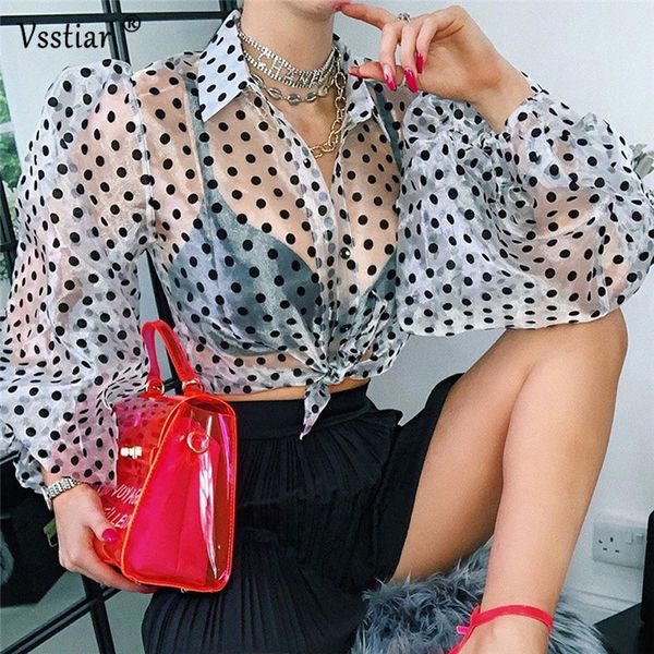 vsstiar see through polka dot blouse women long puff sleeve summer shirts white black red casual loose blouses female
vsstiar see through polka dot blouse women long puff sleeve summer shirts white black red casual loose blouses female