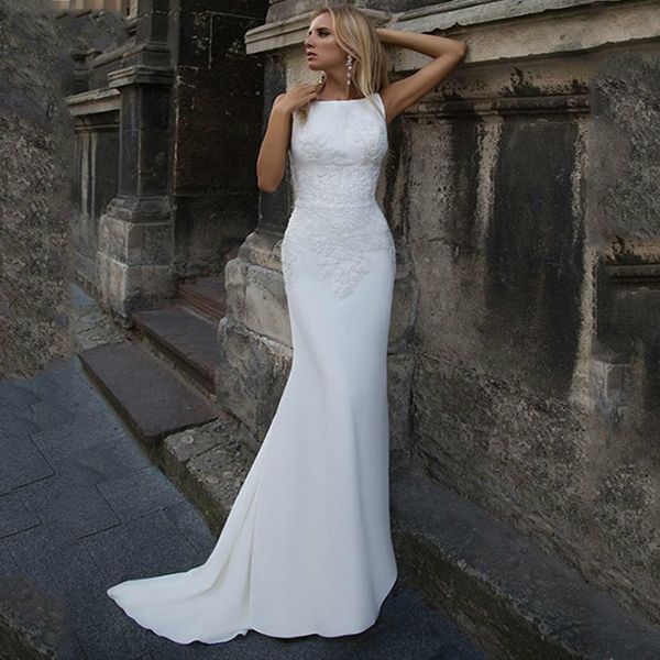 mermaid wedding dresses 2020 soft satin appliques lace beach bride dress back wedding gown sale, White
mermaid wedding dresses 2020 soft satin appliques lace beach bride dress back wedding gown sale, White