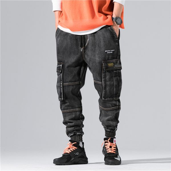 men's jeans fashion casual army cargo pants pockets loose full length baggy safari style joggers trousers streetwear, Blue
men's jeans fashion casual army cargo pants pockets loose full length baggy safari style joggers trousers streetwear, Blue