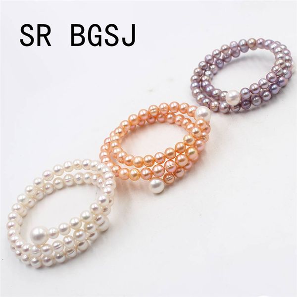 beaded, strands 7-8mm white pink purple natural freshwater pearl women 3-strand adjustable bangle bracelet 7", Black
beaded, strands 7-8mm white pink purple natural freshwater pearl women 3-strand adjustable bangle bracelet 7", Black
