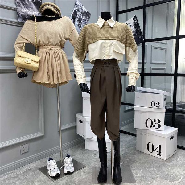 women's tracksuits the autumn 2021 temperament lapel long-sleeve single-pocket shirt + knitted pullover shawl two-piece jacket, Gray
women's tracksuits the autumn 2021 temperament lapel long-sleeve single-pocket shirt + knitted pullover shawl two-piece jacket, Gray