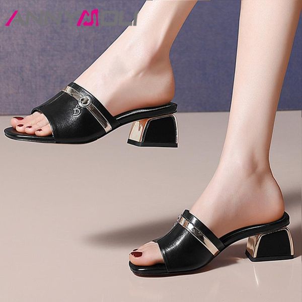 slippers annymoli crystal real leather high heels round toe lady slides thick shoes women summer sandals white size 9.5, Black
slippers annymoli crystal real leather high heels round toe lady slides thick shoes women summer sandals white size 9.5, Black